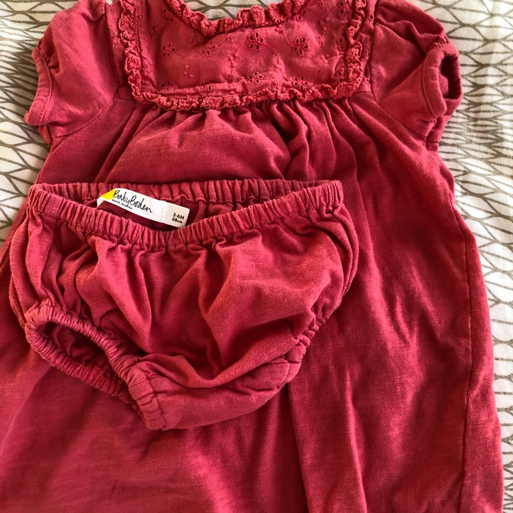 Baby Boden Dress and Bloomers 3-6 mo